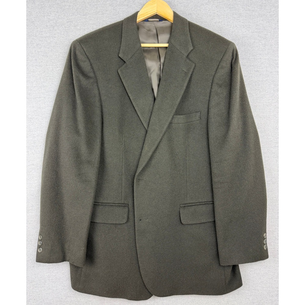 Brooks‎ Brothers 346 Mens 46L Camel Hair Blazer Olive Green 2 Button Sport Coat